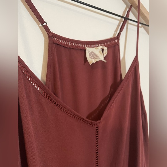 Anthropologie Lilka Nelisa Burgundy Wine Ladder Lace Detail Tank Romper Size LP - Picture 6 of 11